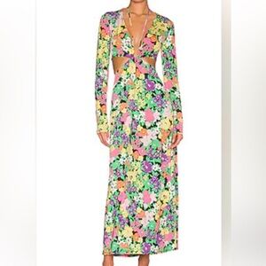 AFRM Monique Dress Floral Long Sleeve Maxi Dress